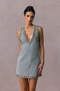 ELYSIA Crystal Embellished Denim Mini Dress