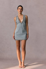 ELYSIA Crystal Embellished Denim Mini Dress