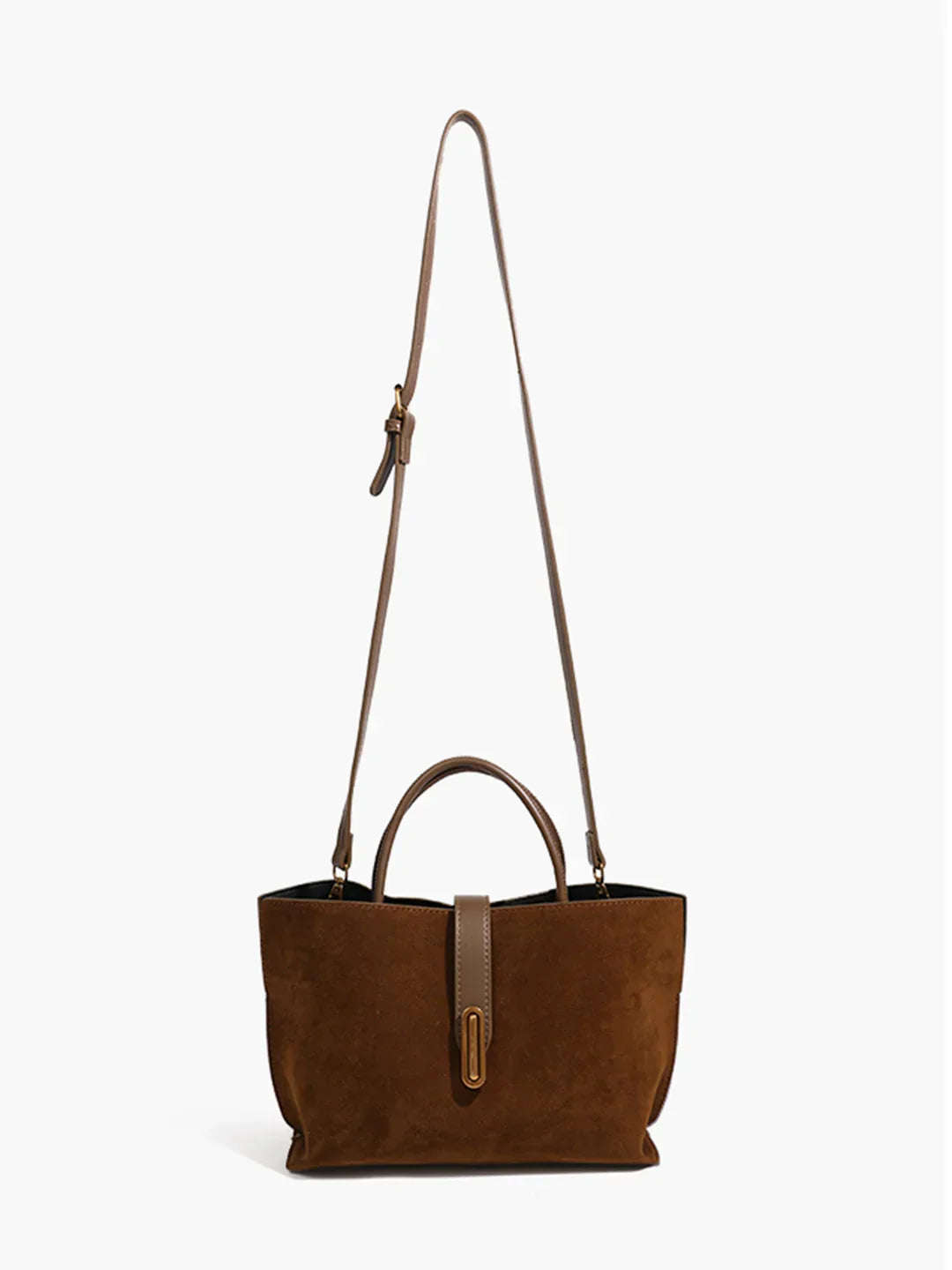 VELURA Handle Suede Compartment Bag