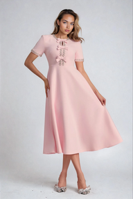 ZOE Bowknot Crystal Midi Dress