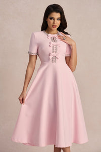 ZOE Bowknot Crystal Midi Dress