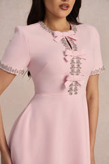 ZOE Bowknot Crystal Midi Dress