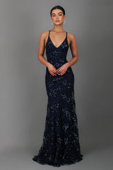 SERENYA Sequin V-Neck Backless Maxi Dress