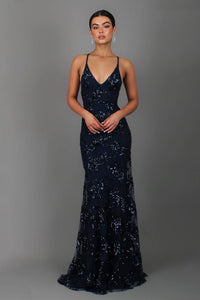 SERENYA Sequin V-Neck Backless Maxi Dress