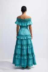 ALVÉA Off-Shoulder Layered Cotton Maxi Dress