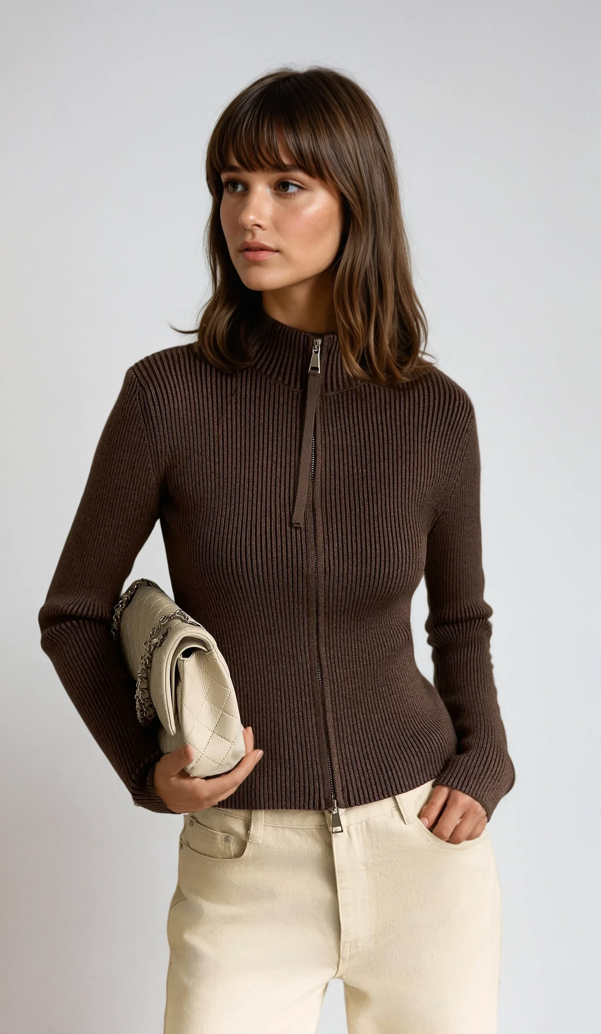 Zarae – Zipped Ribbed Sweater