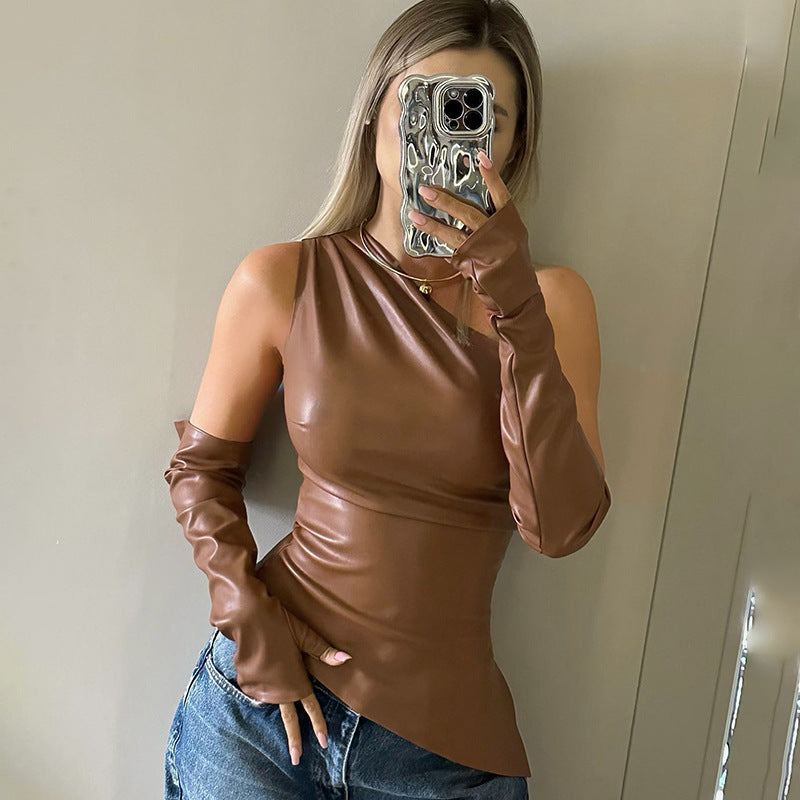 Mira - PU Leather Asymmetrical Vest