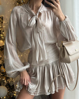 MARISA Bow Tie Pleated Skirt Set