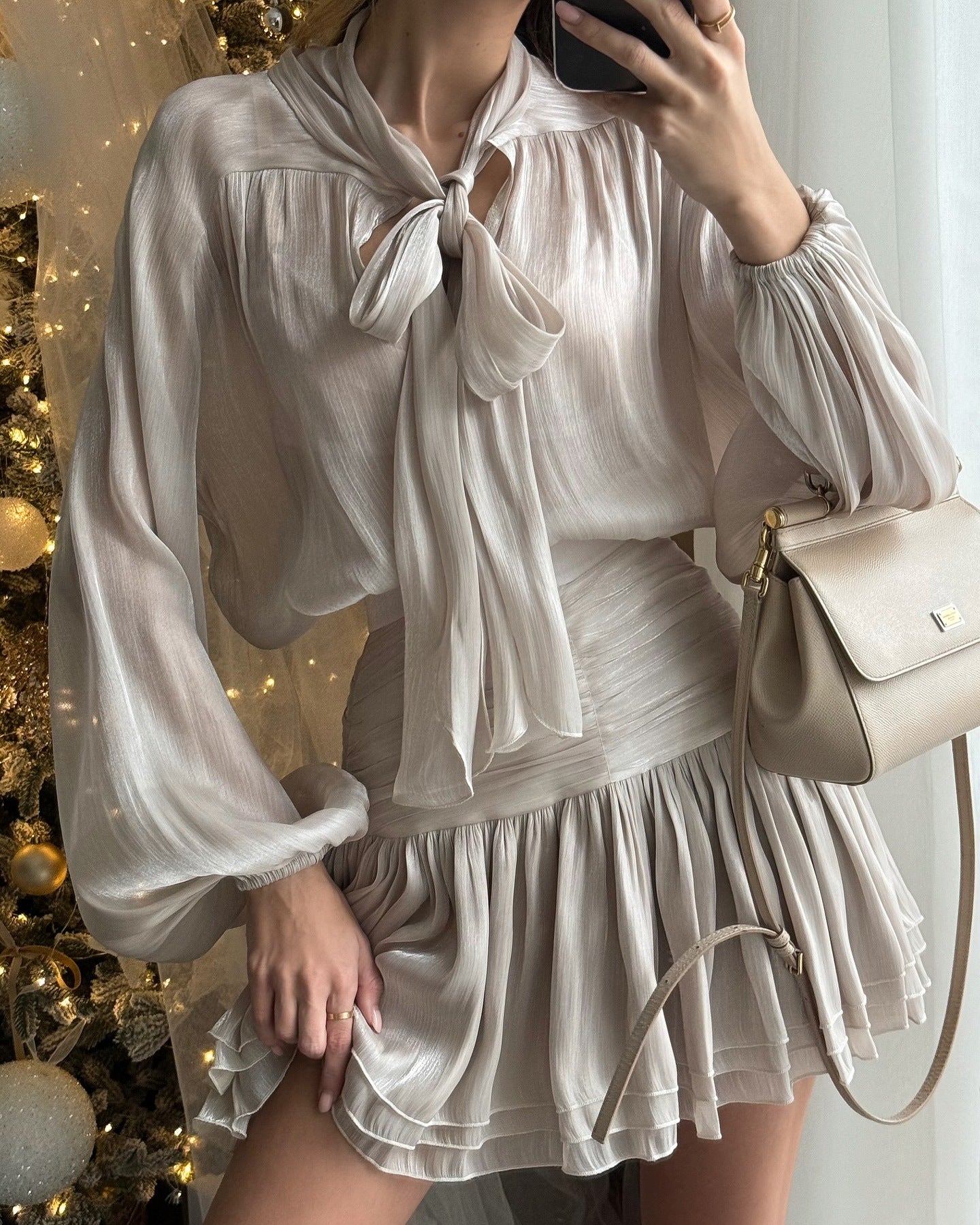 MARISA Bow Tie Pleated Skirt Set