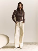 Zarae – Zipped Ribbed Sweater