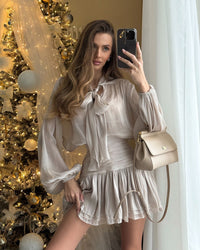 MARISA Bow Tie Pleated Skirt Set