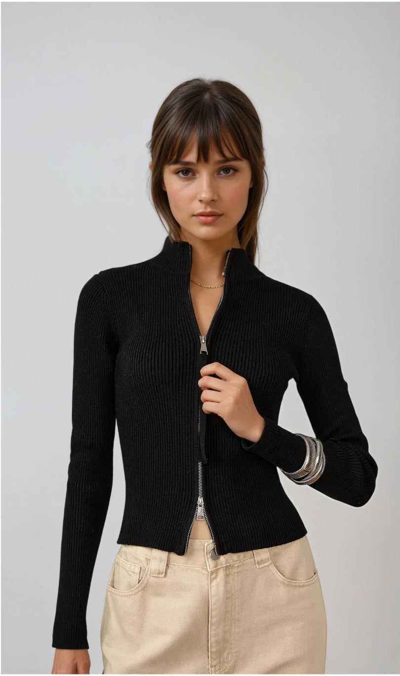 Zarae – Zipped Ribbed Sweater