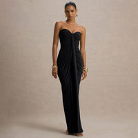 SIREN Strapless Ruched Maxi Dress With Draped Front