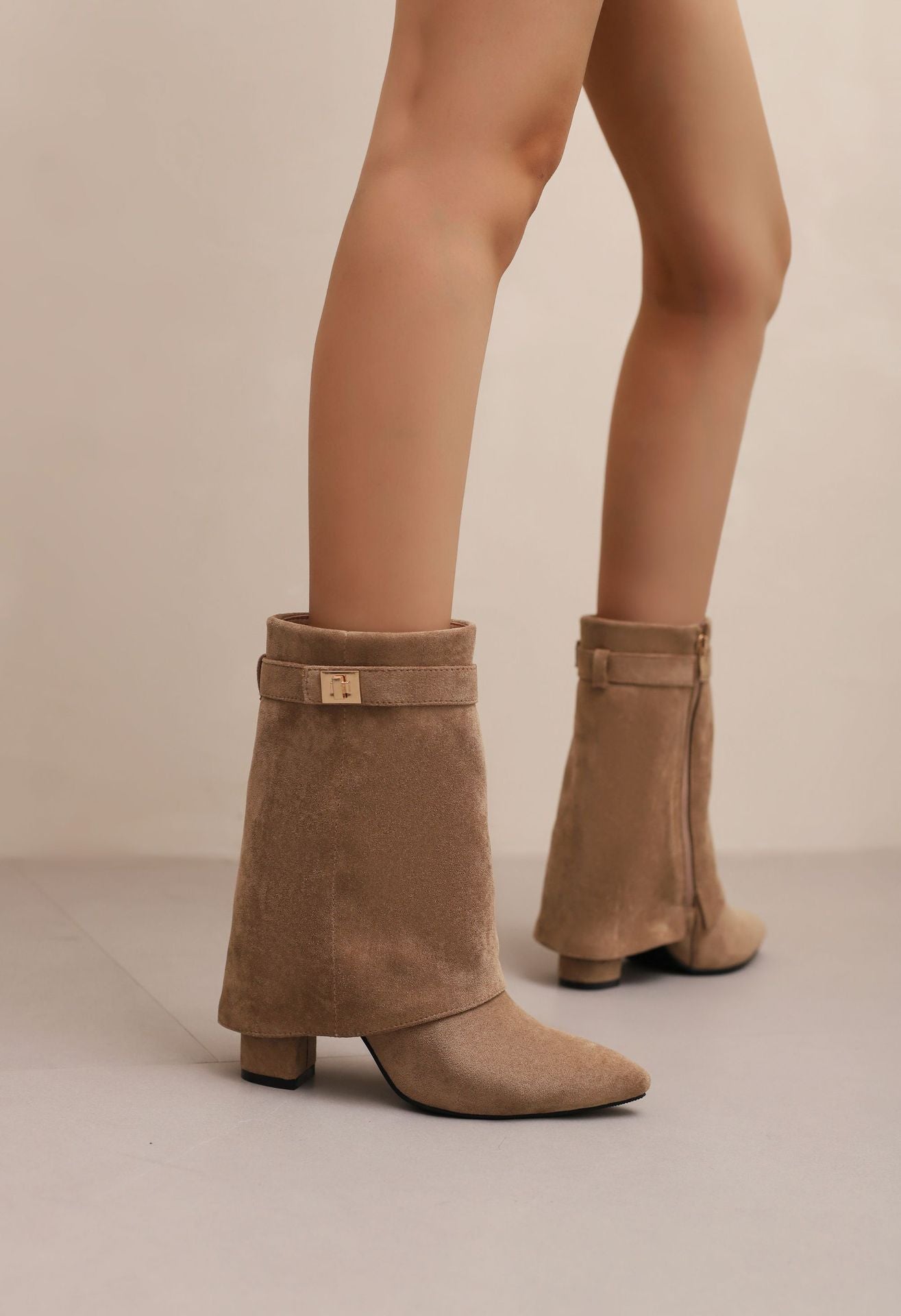 ORLINA Short Suede Boots Khaki