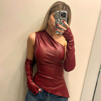 Mira - PU Leather Asymmetrical Vest
