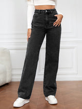 SORELLA High-Waist Washed Straight Jeans
