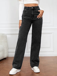 SORELLA High-Waist Washed Straight Jeans