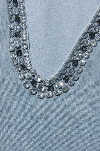 ELYSIA Crystal Embellished Denim Mini Dress