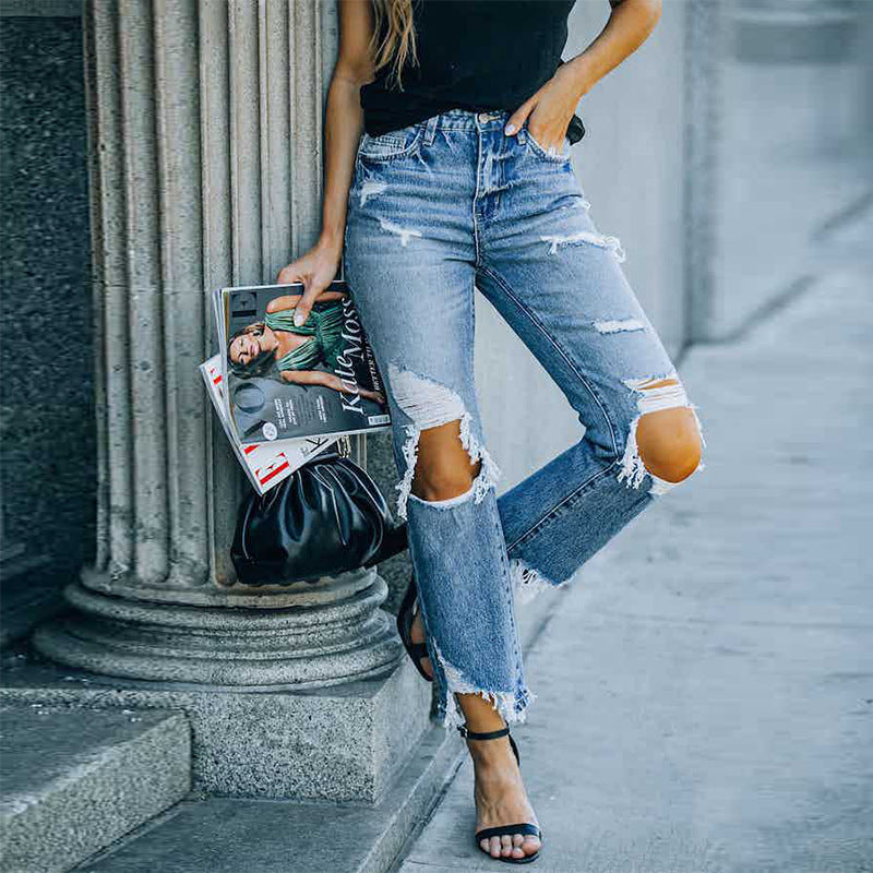 GIADA Ripped Raw Edge Jeans