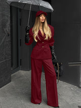 ATELIER Polished Chic Blazer & Wide-Leg Trouser Set