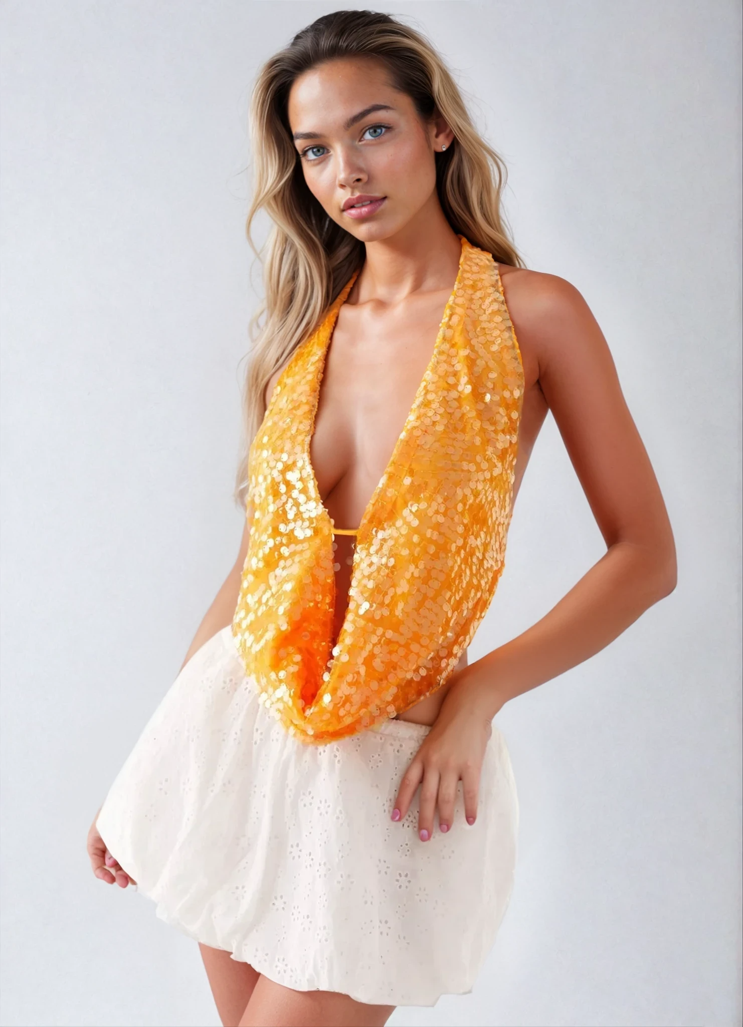 LUNA Arancione Cowl Top