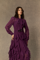 BLOSSOM Bow Neck Ruffle Maxi Dress