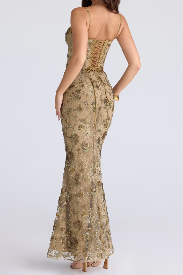 VALERIA Embellished Corset Maxi Dress