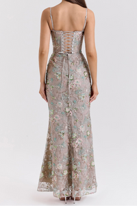 VALERIA Embellished Corset Maxi Dress