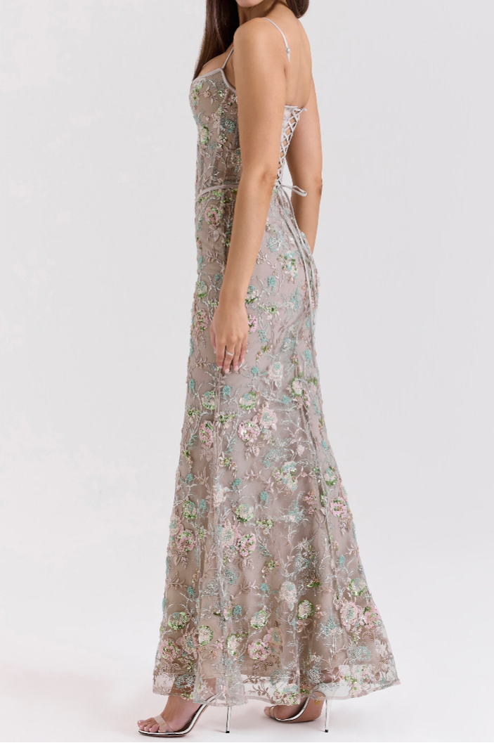 VALERIA Embellished Corset Maxi Dress