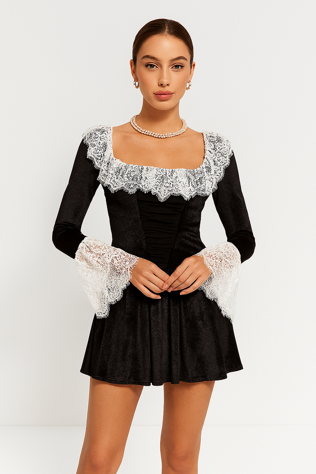 ELAROSE Lace Mini Dress