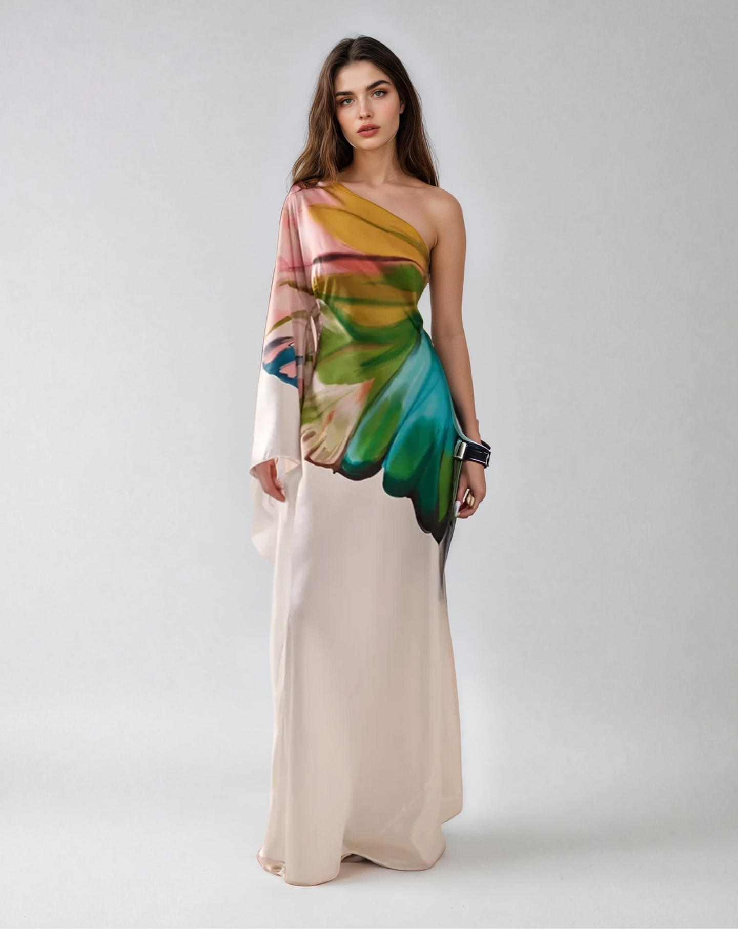 FLORA Hand Painted Cream Dress