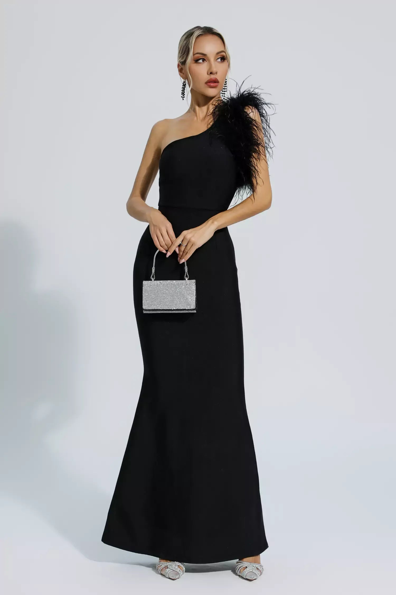TIANELLE Feather Bandage Maxi Dress