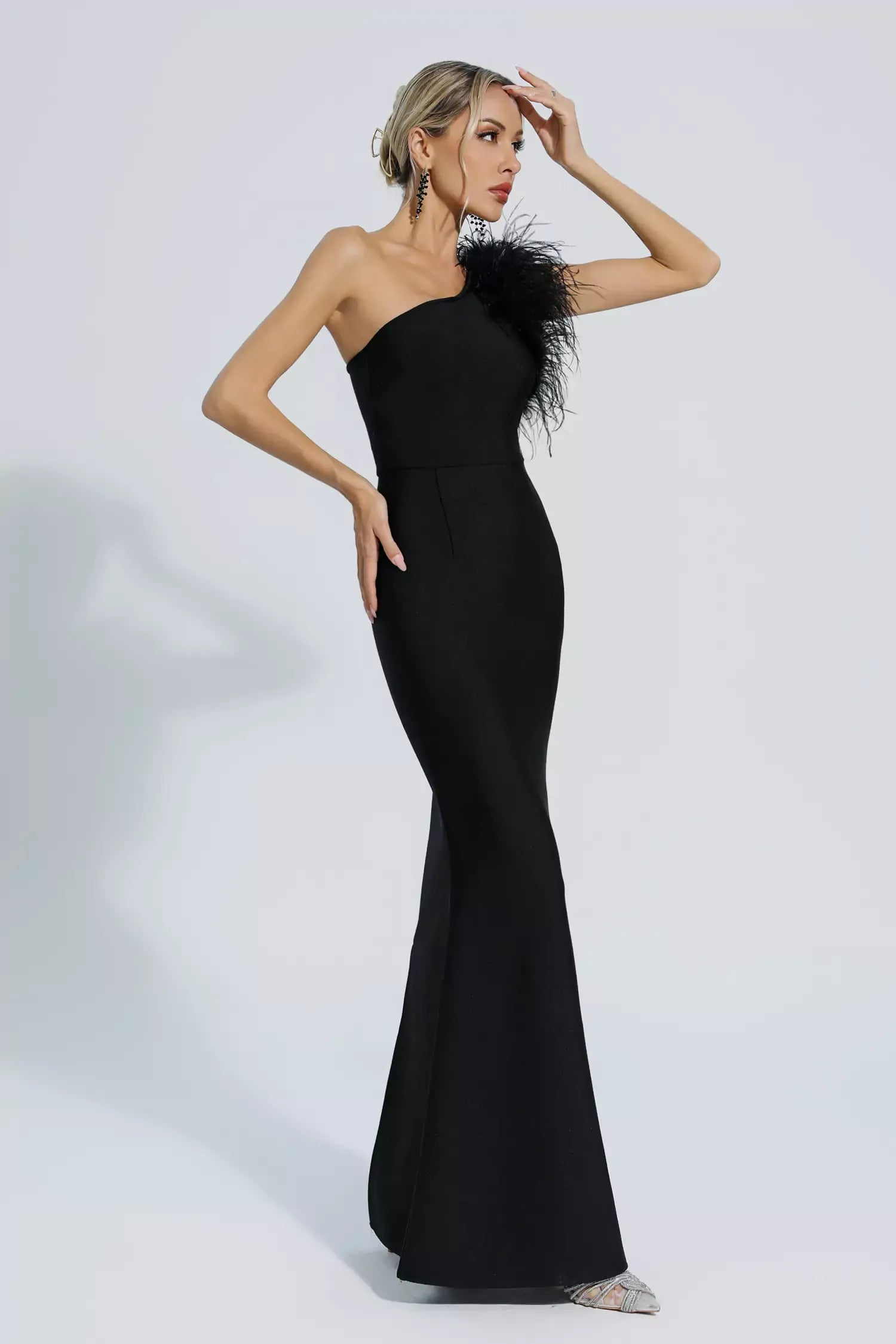TIANELLE Feather Bandage Maxi Dress