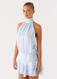 SERENELLA Beaded Waist Chiffon Mini Dress