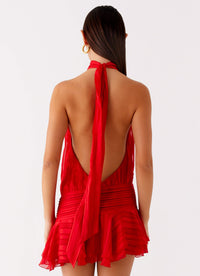 SERENELLA Beaded Waist Chiffon Mini Dress