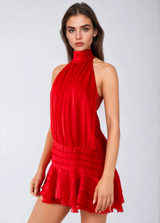 SERENELLA Beaded Waist Chiffon Mini Dress