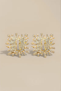Sunburst Keyhole Crystal Statement Earrings