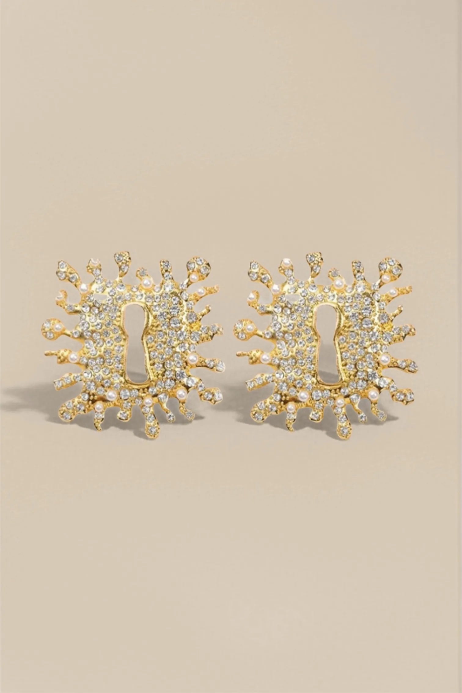 Sunburst Keyhole Crystal Statement Earrings