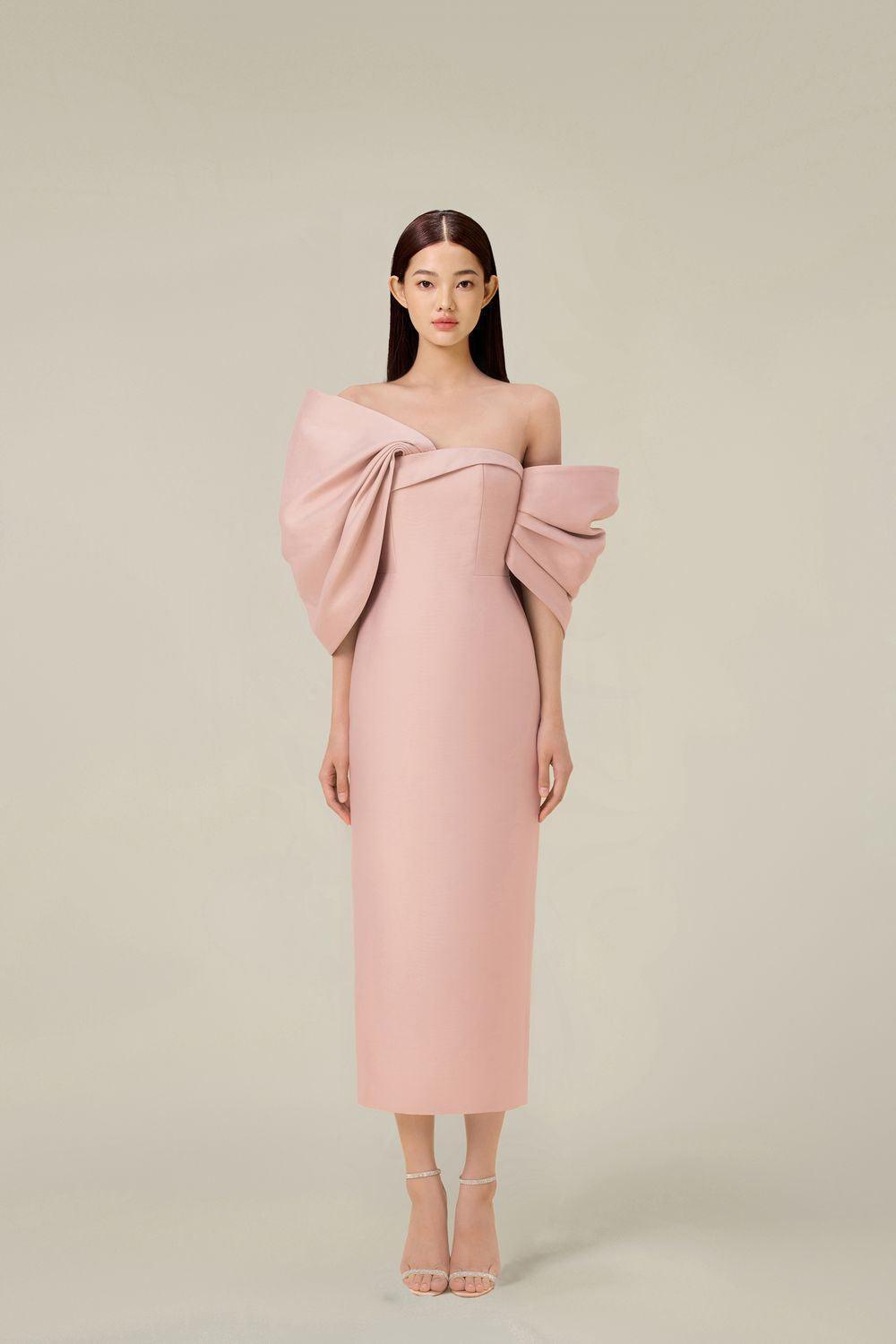 DELANCY Bow Back Midi Dress