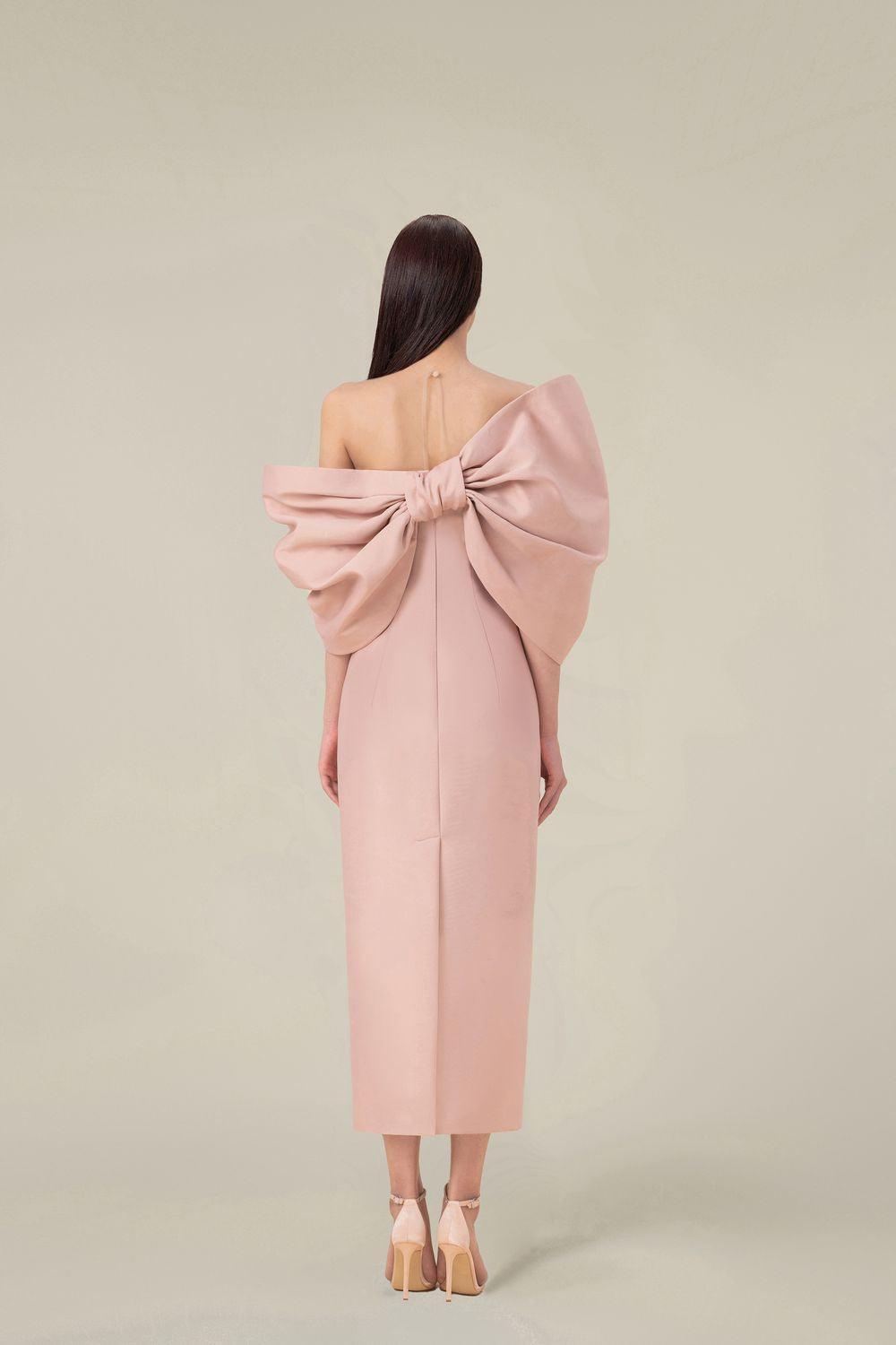 DELANCY Bow Back Midi Dress