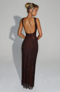 DORÉA Rhinestone Maxi Dress