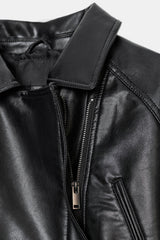 MARVENA Leather Look Peplum Jacket