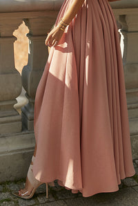 SERENA Asymmetric Flowing Maxi Dress With Pleated Waist