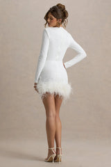ELVORIA Feather Sequin Dress