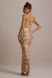 SELVIANA Floral Sequin Maxi Dress