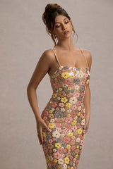 SELVIANA Floral Sequin Maxi Dress