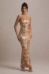 SELVIANA Floral Sequin Maxi Dress