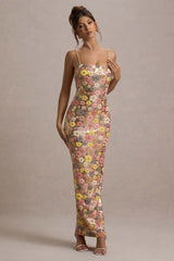 SELVIANA Floral Sequin Maxi Dress